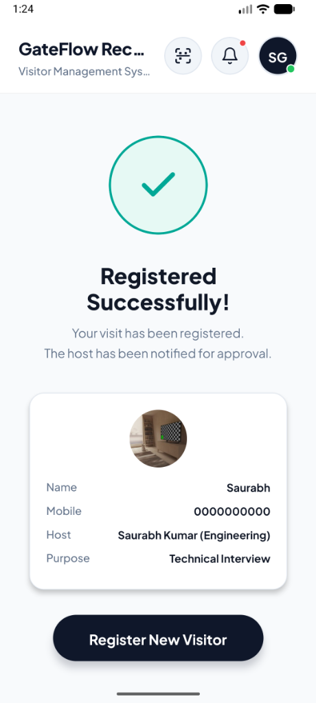 Registration Success & Pass
